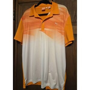 Puma Sport Lifestyle Golf Polo Shirt Men XL Orange Short Sleeve Performance Logo